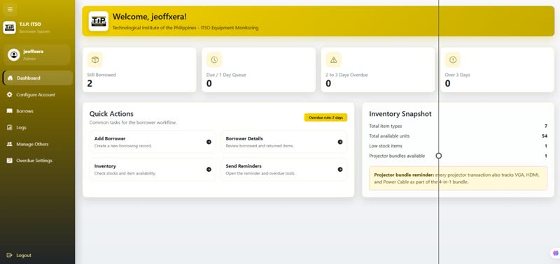 Automated Borrower's Equipment Application screenshot